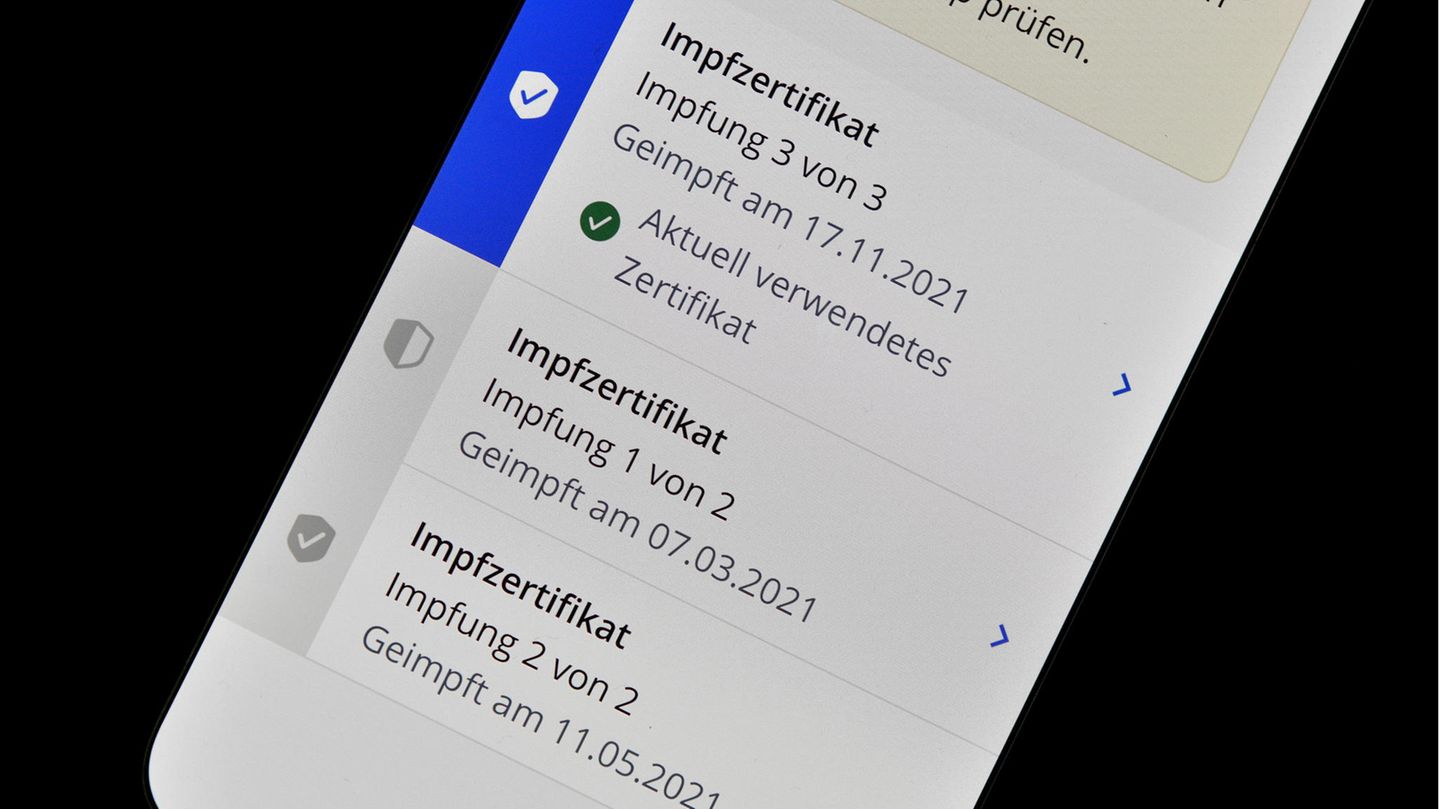 Digitales Impfzertifikat auf einem Handydisplay