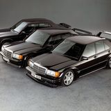 Von links hinten nach rechts vorn 190 E 2.5 16, Mercedes 190 E 2.5 16 Evolution und 190 E 2.5 16 Evolution II