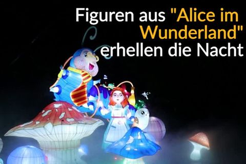 Video: Riesenfiguren erleuchten belgischen Zoo