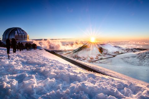 Auf dem Maunu Kea, dem höchsten Berg der Inselgruppe, ist Schnee an sich nicht ungewöhnlich