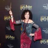 Schauspielerin Barbara Wussow schwingt auf dem Roten Teppich bei der "Harry-Potter"-Premiere in Hamburg den Zauberstab. 
