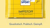 So eine Tafel Ritter Sport ist "Quadratisch, praktisch, gut". Für #ZusammenGegenCorona wurde das Design an einen Impfpass angelehnt. Darunter steht "Quadratisch, praktisch, geimpft". 