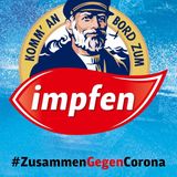 Die Firma Iglo hat das Konterfei ihres Markenbotschafters genommen und sagt "Komm' an Bord zum Impfen". 