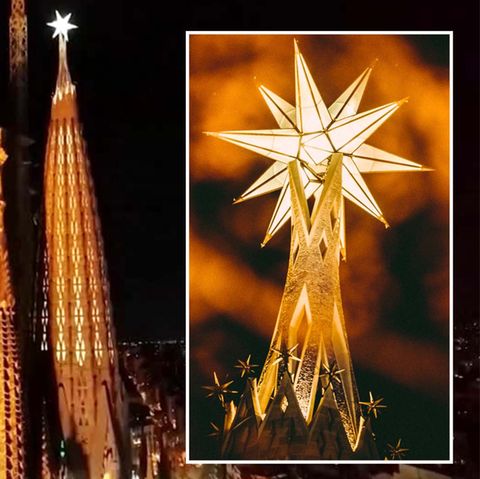 Wahrzeichen von Barcelona: Fünf Tonnen schwer: Die Sagrada Familia hat jetzt einen riesigen Leuchtstern