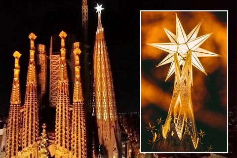Wahrzeichen von Barcelona: Fünf Tonnen schwer: Die Sagrada Familia hat jetzt einen riesigen Leuchtstern