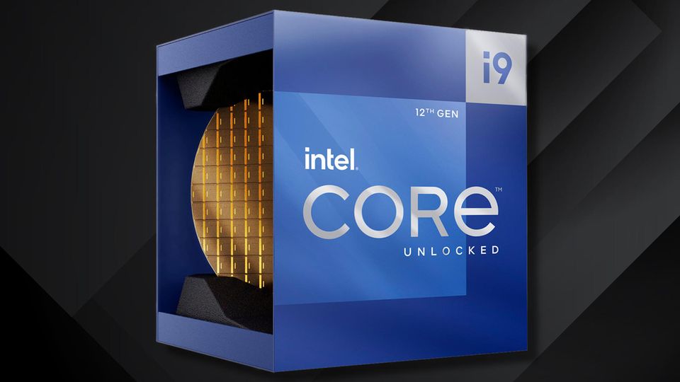Intel Core i9 12900K Test: Der Intel Core i9 12900K vor einem dunklen Hintergrund.