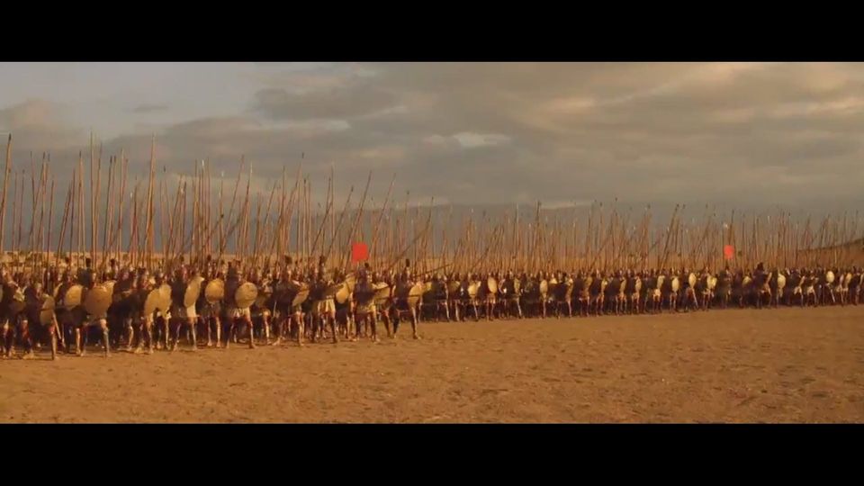 Die Schlacht von Gaugamela am 1. Oktober 331 v. Chr. aus dem Fim "Alexander" von Oliver Stone