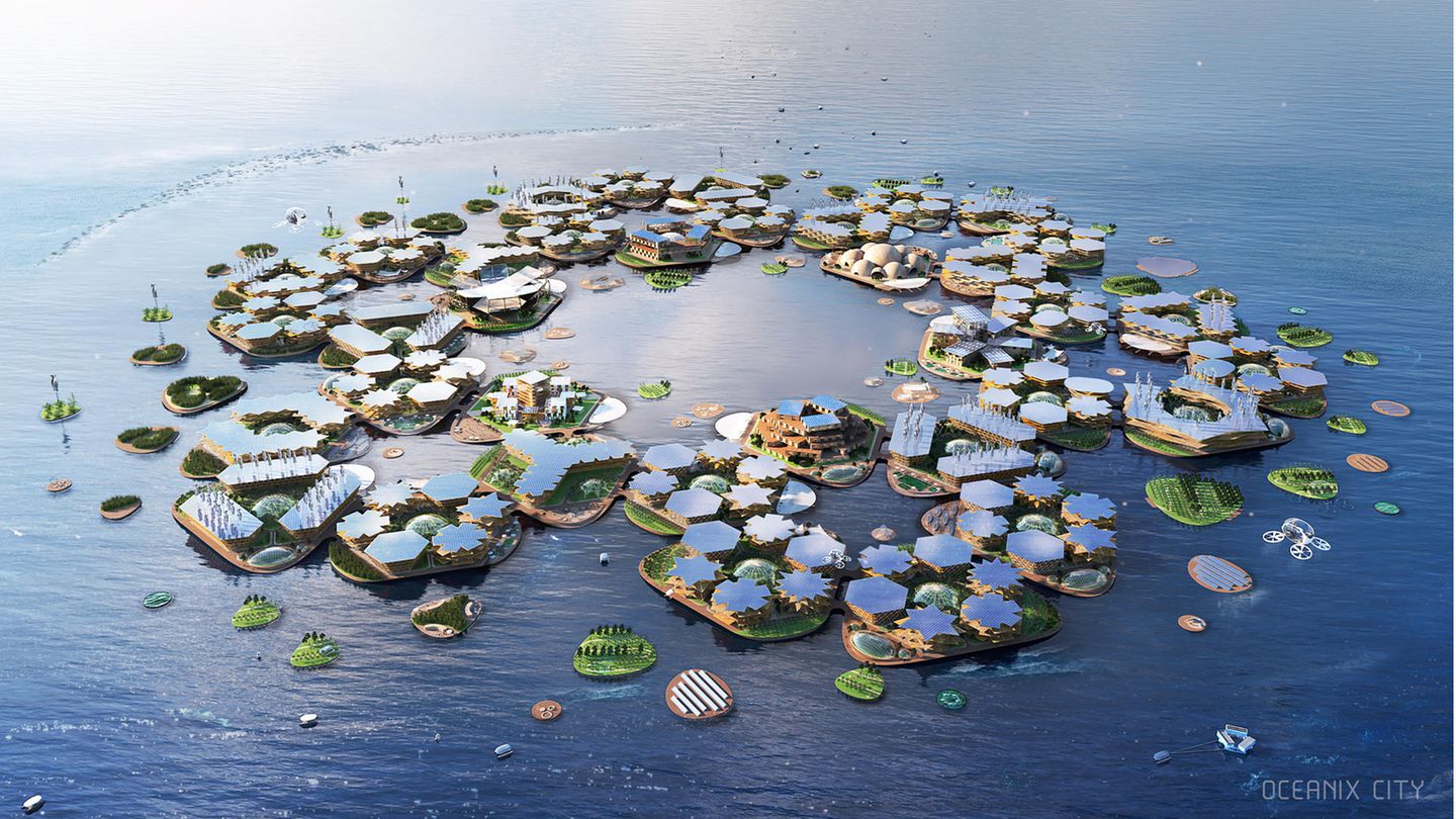 Modellbild von Oceanix-City