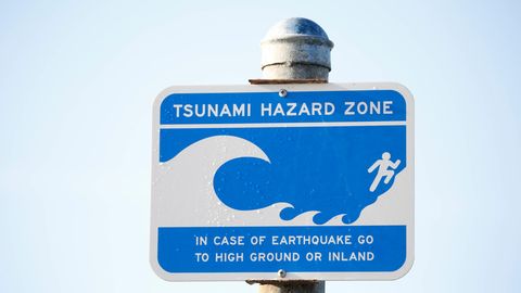 Tsunami Hinweisschild in Kalifornien