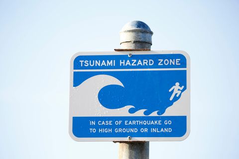 Tsunami Hinweisschild in Kalifornien