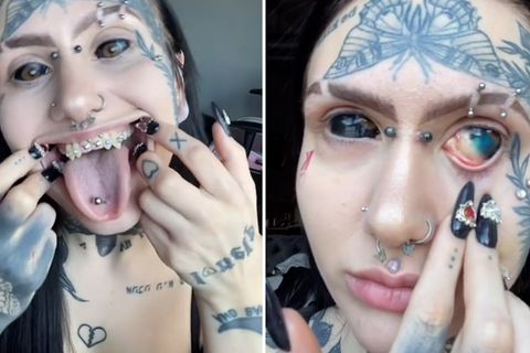 Sogar die Augäpfel tätowiert: TikTok-"Dämonen Frau" schockiert Nutzer