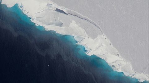 Aufnahme des Thwaites-Gletschers in der Antarktis von oben