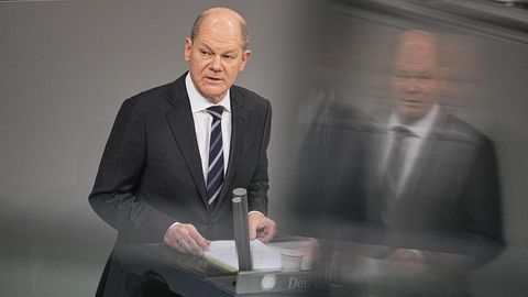 Olaf Scholz während seiner Regierungserklärung im Bundestag