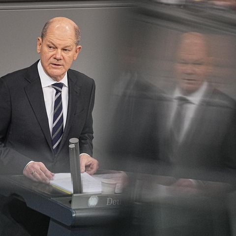 Olaf Scholz während seiner Regierungserklärung im Bundestag