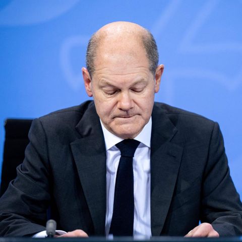 Bundeskanzler Olaf Scholz (SPD) nach den Beratungen von Bund und Ländern zur Coronakrise