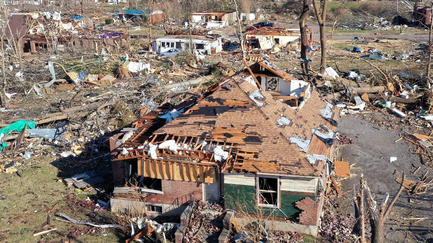 Zerstörte Häuser in Mayfield, Kentucky: Die Stadt wurde besonders hart von den Tornados getroffen