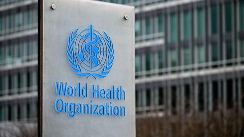 Das Schild der Weltgesundheitsorganisation WHO