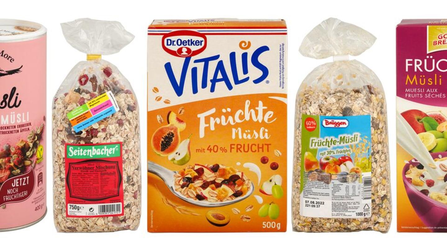 Müsli-Produkte nebeneinander aufgeführt