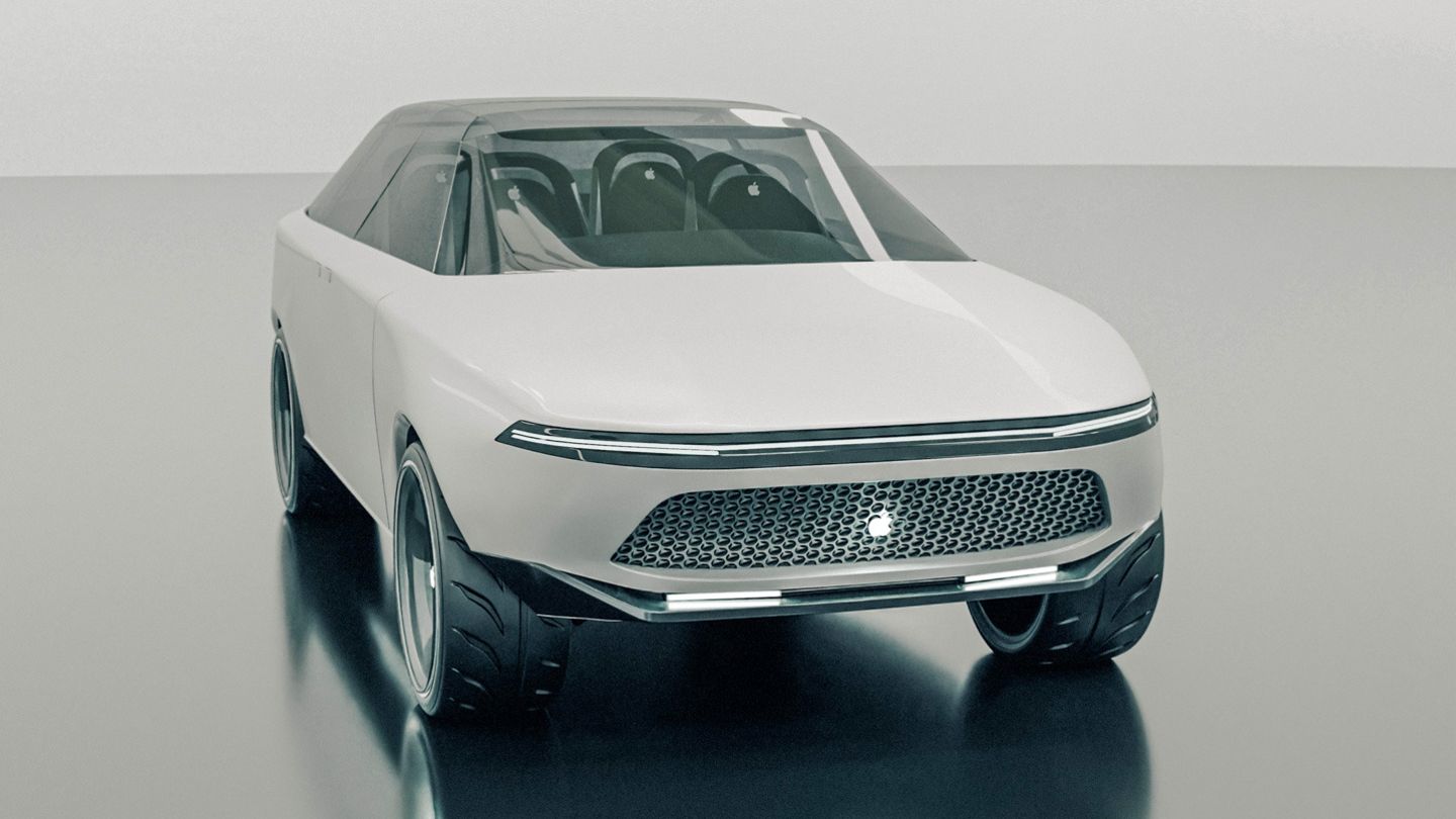 Ein Entwurf des Apple Cars in Frontansicht