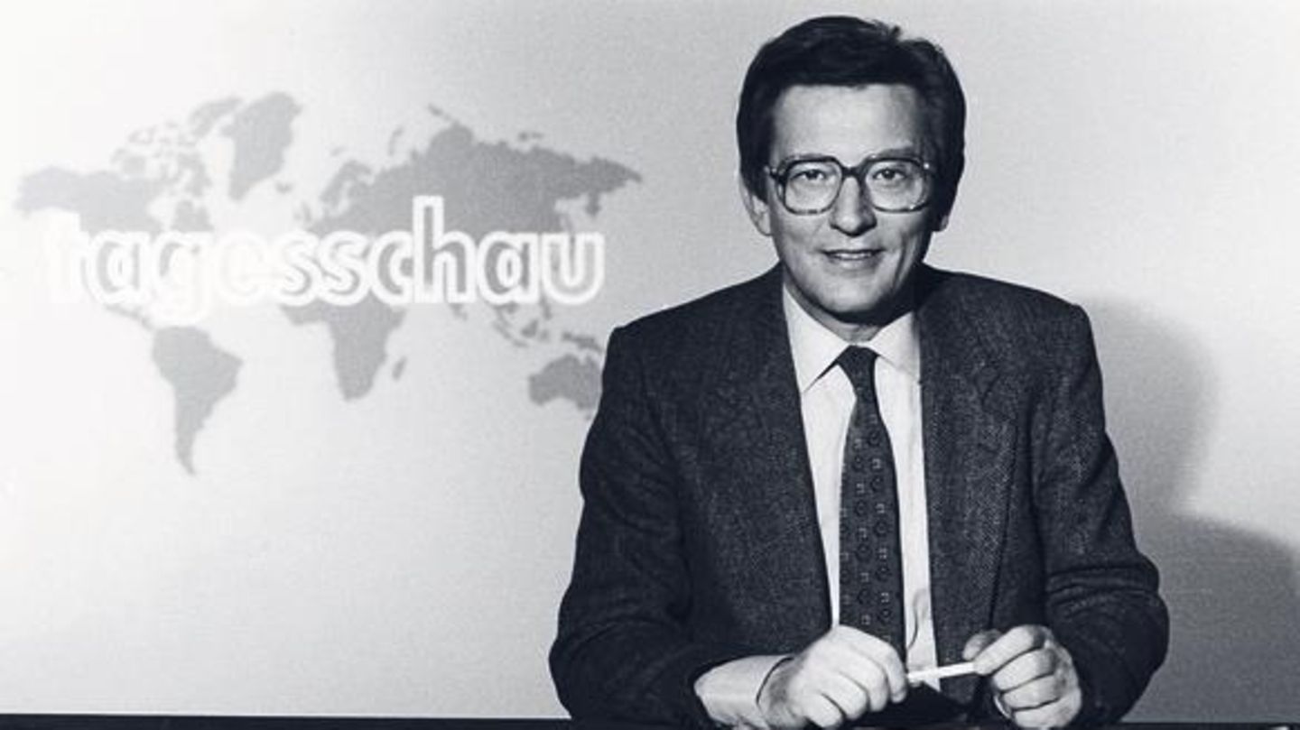 Jo Brauner *29.11.1937-Unternehmer, Nachrichtensprecher, Moderator, DPortrŠt im Studio der Tagesschau- 1983