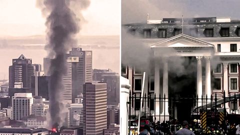 Parlament in Flammen: Rauchsäule über Kapstadt – Feuerwehr löscht Brand
