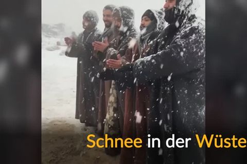 Kalter Jahresbeginn am Roten Meer: Schnee und Hagel lassen Wüste in Saudi-Arabien und Ägypten weiß werden