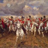 "Scotland Forever!" - Angriff der Royal Scots Grey. Anders als im Bild, konnte die Kavallerie in der Schlacht wegen des weichen Bodens nicht im Galoipp angreifen.