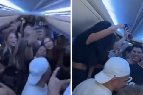 Screenshots von Videos der Party im Flugzeug von Twitter