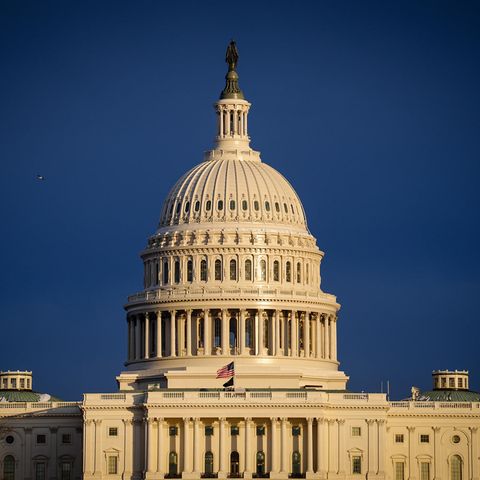 Das Kapitol in Washington in der leuchtenden Nachmittagssonne