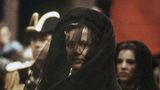 In schwarzer Trauerkleidung mit Schleier nimmt Königin Margrethe II. am Trauergottesdienst für ihren Vater teil