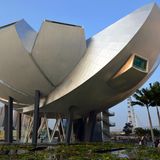 Zu dem Resort gehören auch eine Shopping- und Restaurant Mall, ein 120.000 Quadratmeter großes Kongresszentrum, zwei Kristallpavillons mit einer Boutique von Louis Vuitton und das ArtScience Museum in Form einer Lotusblüte (Foto).