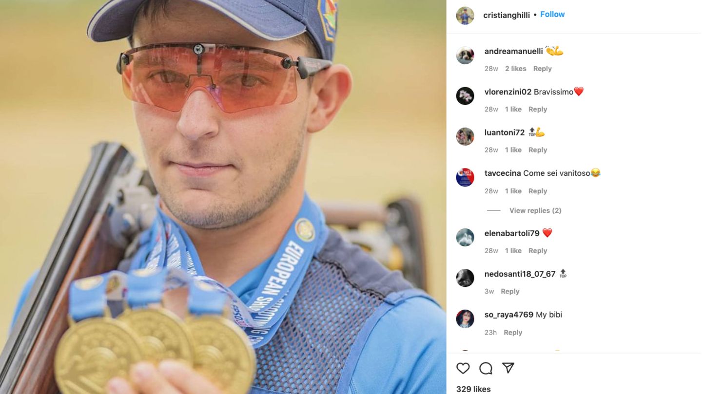 Cristian Ghilli zeigte sich auf Instagram mit seinen Medaillen. Nun ist das italienische Nachwuchs-Talent im Scheibenschießen ums Leben gekommen