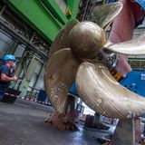 Propeller der Global Dream im Baudock