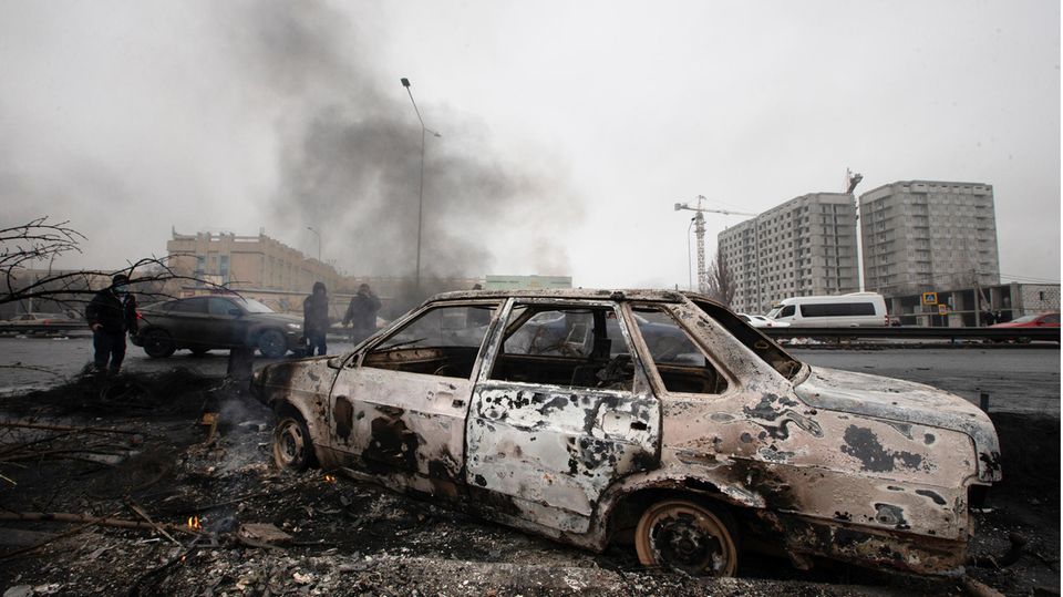 Die Unruhen haben in Kasachstan Spuren hinterlassen, wie hier in Almaty