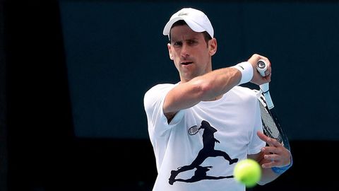 Novak Djokovic während des Trainings in Melbourne