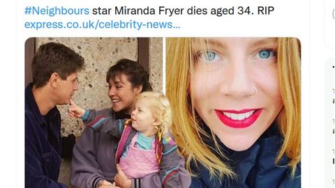 Ein Tweet zeigt ein Foto Miranda Fryers und eines aus der Serie