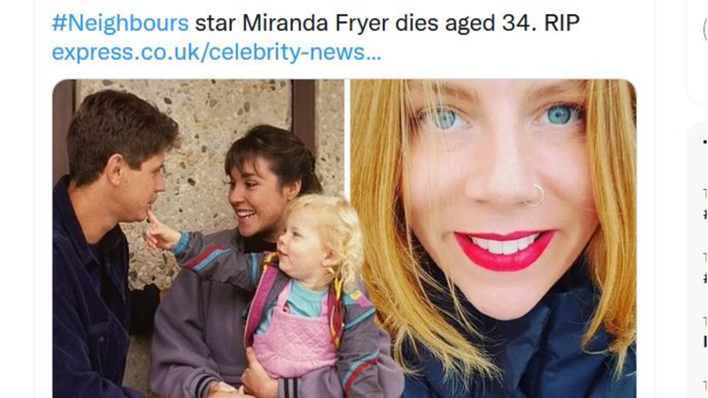 Ein Tweet zeigt ein Foto Miranda Fryers und eines aus der Serie