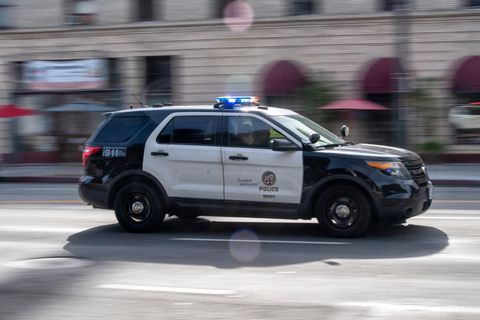 Die beiden Beamten nutzen ihren Streifenwagen, um Pokémon zu jagen