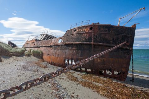 Dampfschiff "Ambassador" bei San Gregorio in Chile