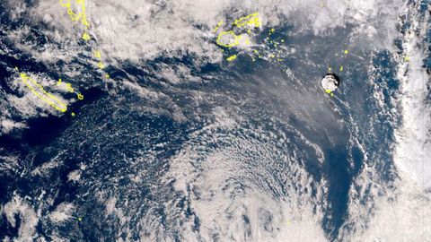 Satellitenbild zeigt den Ausbruch eines Untersee-Vulkans in der Nähe der Pazifiknation Tonga