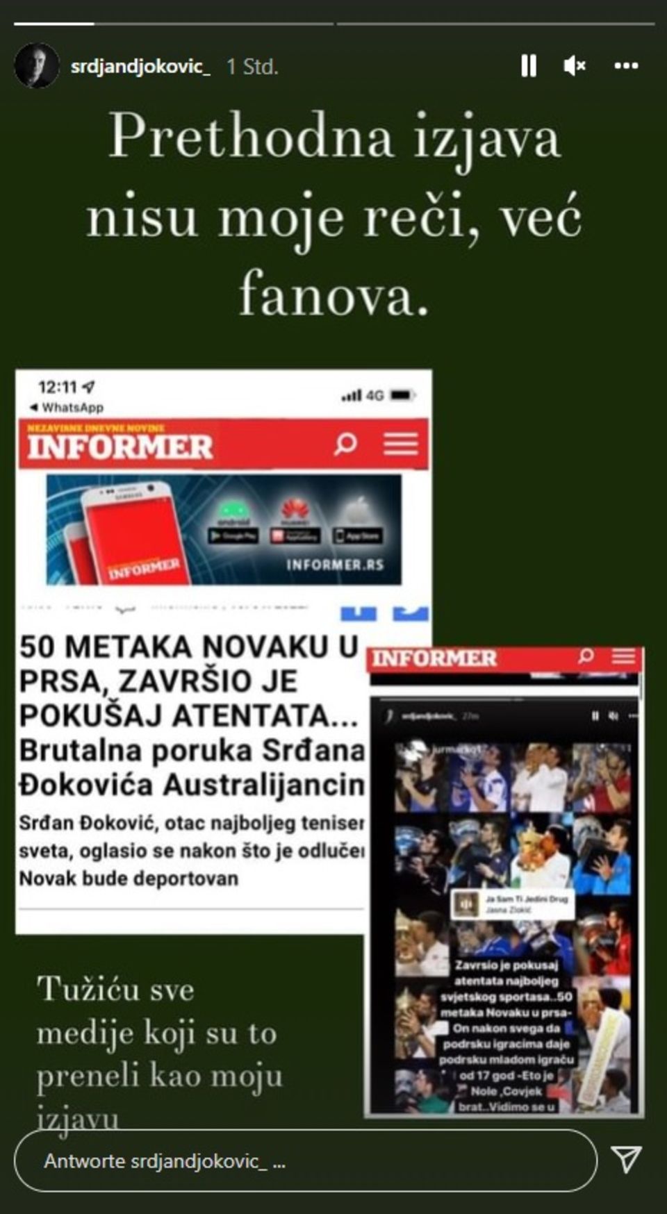 Ausreise von Tennis-Star: "Attentat" auf Djokovic: Vater tobt vor Wut, Serbiens Regierung wirft Australien Lügen vor