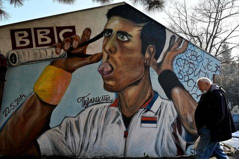 Djokovic-Wandgemälde in Belgrad