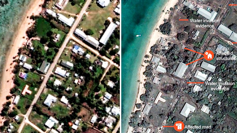Tonga: Satellitenbilder zeigen Zerstörung nach Vulkanausbruch