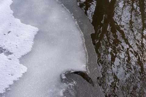 Zugefrorener Teich als Symbolfoto für Artikel über Eiseinbruch in den USA