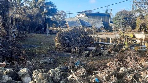 Umgestürzte Bäume und beschädigte Häuser auf Tonga