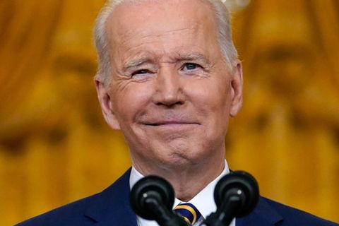 US-Präsident Joe Biden am Mittwoch während einer Pressekonferenz im East Room des Weißen Hauses