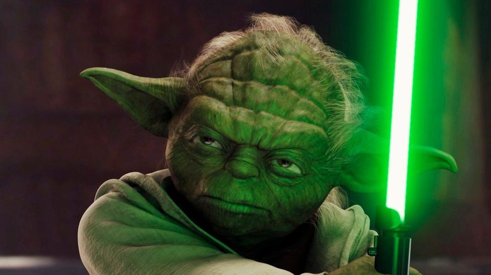 Meister Yoda und sein grünes Lichtschwert