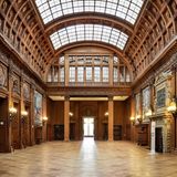 Wohnsitz der Industriellenfamilie Krupp: Villa Hügel  Die Obere Halle der Villa in Essen ist heute noch ein imposanter Raum. 1873 ließ Alfred Krupp, der Sohn des Firmengründers Friedrich Krupp, auf einem Hügel mit Blick auf die Ruhr das repräsentative Gebäude errichten.