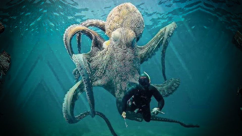 Bedrohlicher Oktopus schwebt hinter Taucher: Ist dieses Atemberaubende Naturfoto wirklich echt?