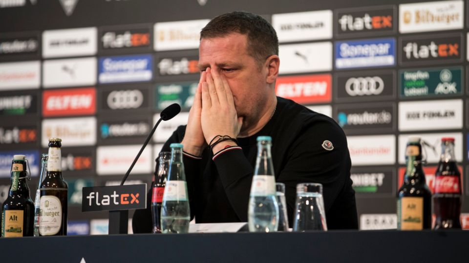 Max Eberl bei der Pressekonferenz zu seinem Abschied